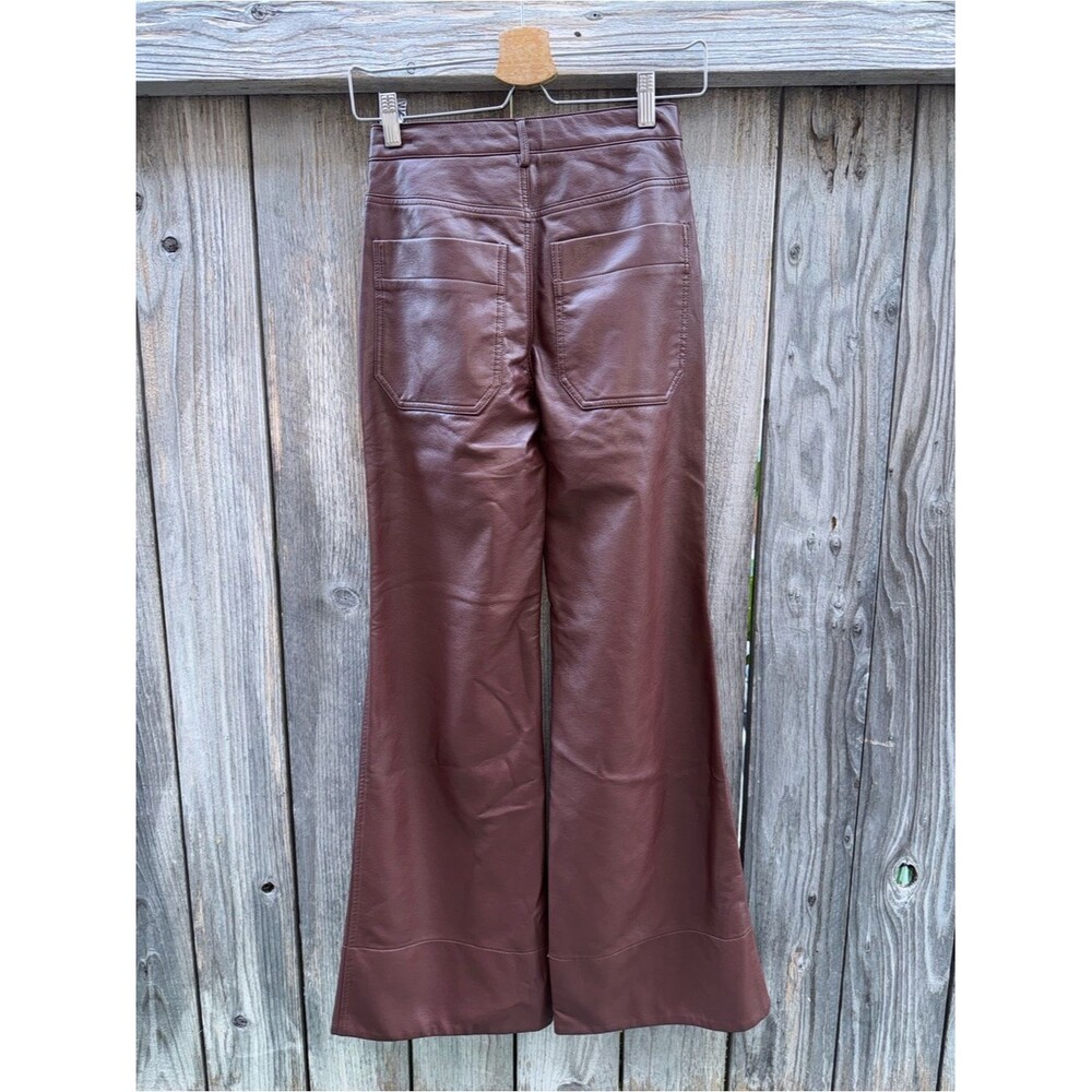 Pilcro | Anthropologie Rylan Faux Leather Relaxed High-Rise Flare Pants Size 24 - Picture 8 of 9